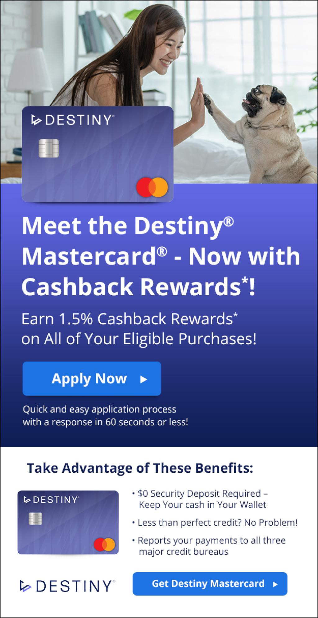 Destiny Mastercard - Cashback Rewards