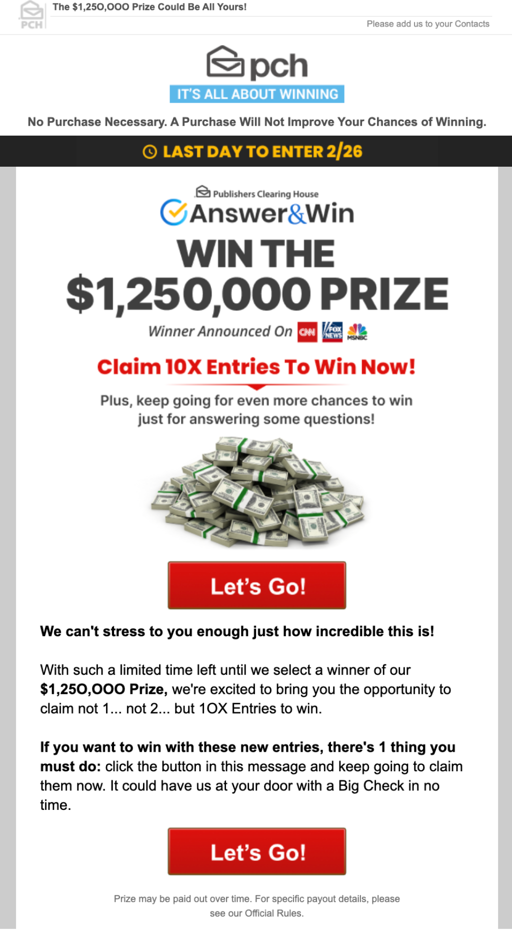 PCH Sweepstakes