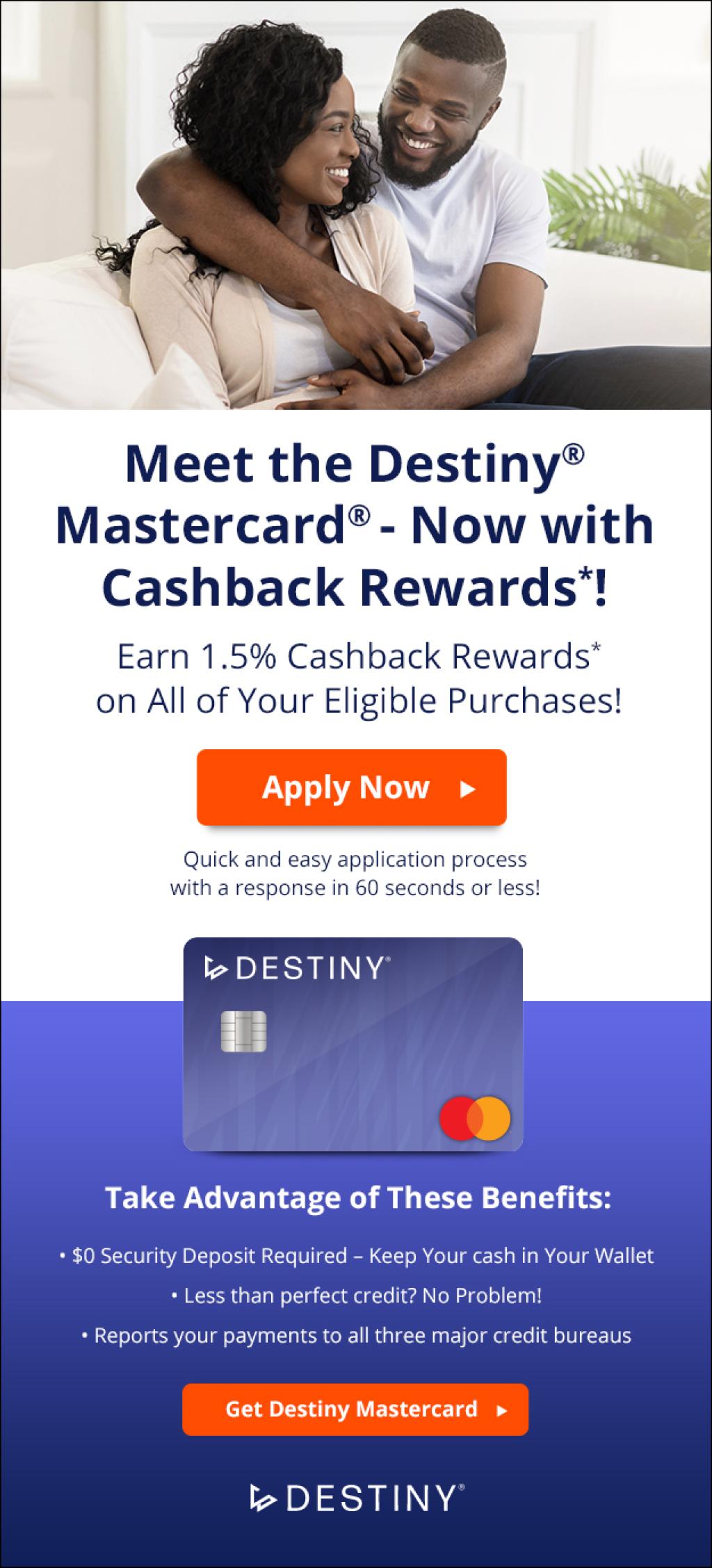 Destiny Mastercard - Cashback Rewards