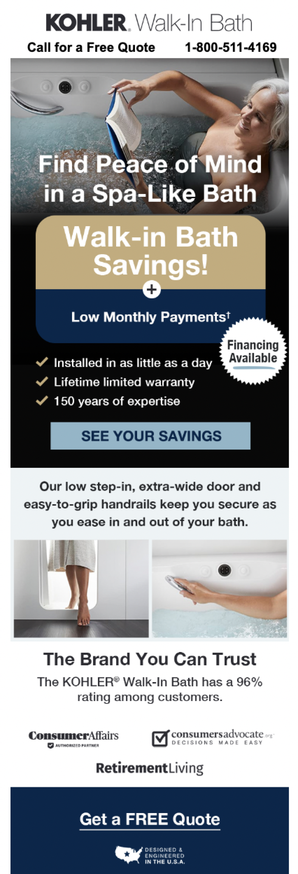 KOHLER® Walk-In Bath Offer